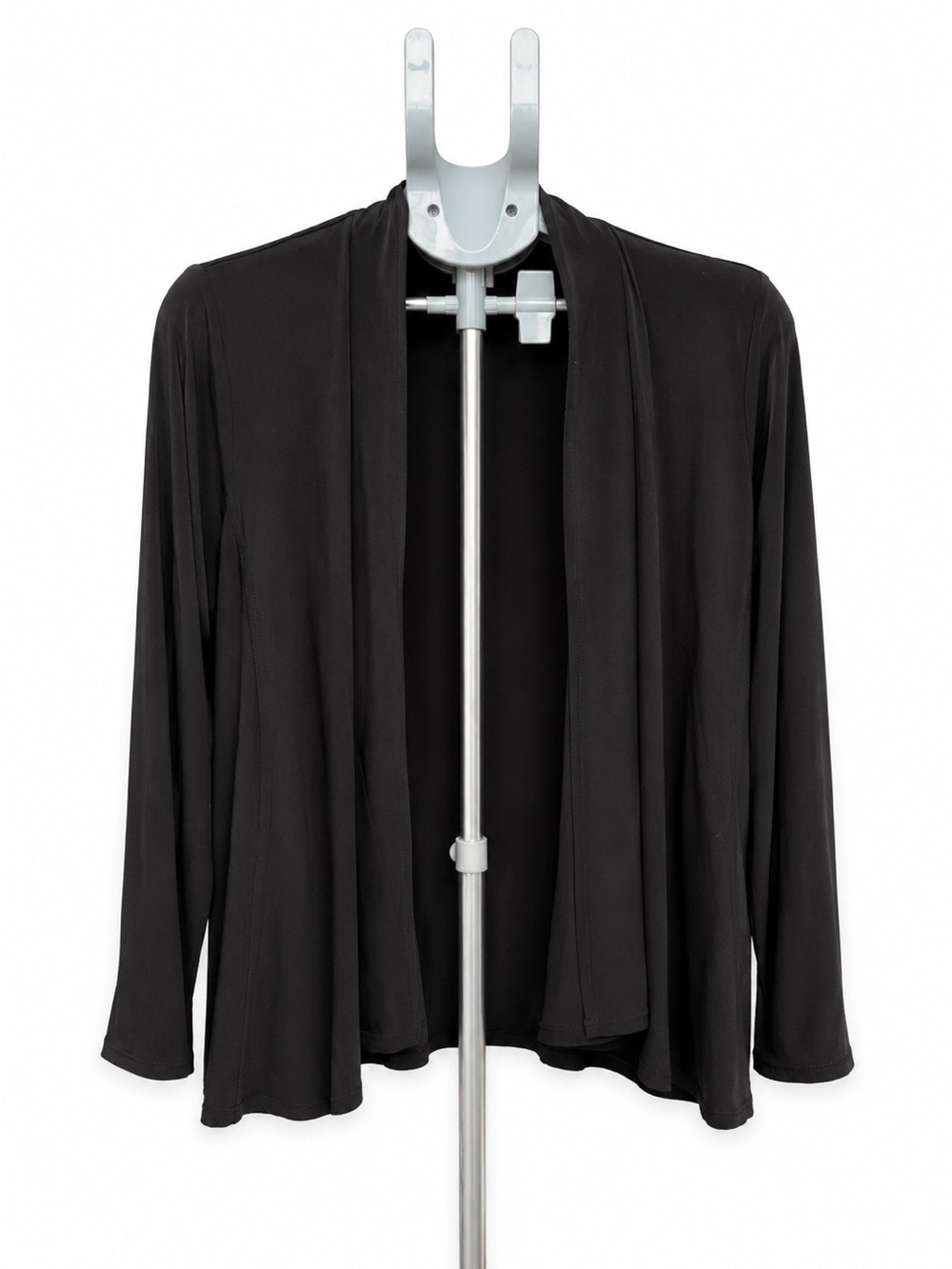 Chicos Black Knit Open Front Blazer Jacket Cardigan Stretch 1 M